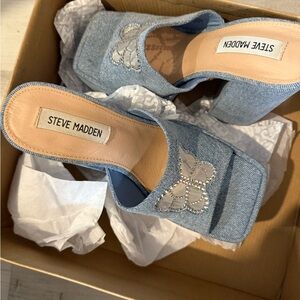 Steve Madden Blue Denim Butterfly Platforms